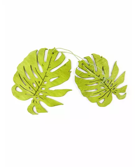 2 Feuilles tropicales en bois vertes 11 cm