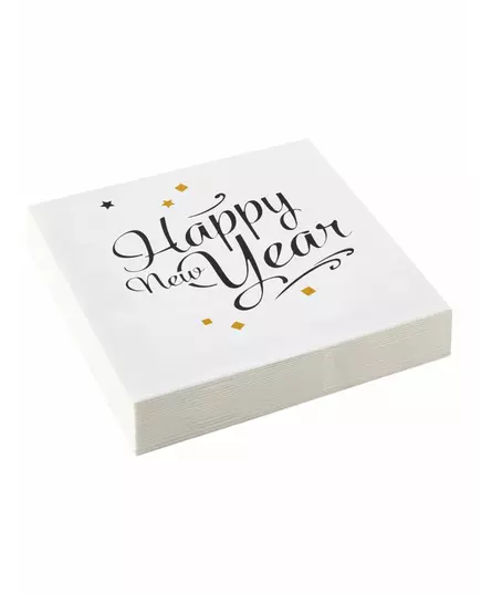20 goudkleurige Happy New Year servetten