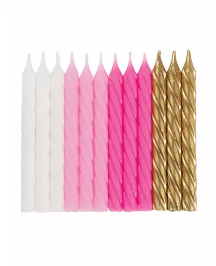 24 roze, witte en goudkleurige verjaardagskaarsjes