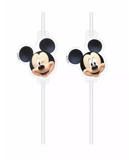 4 Pailles médaillon en plastique Mickey™