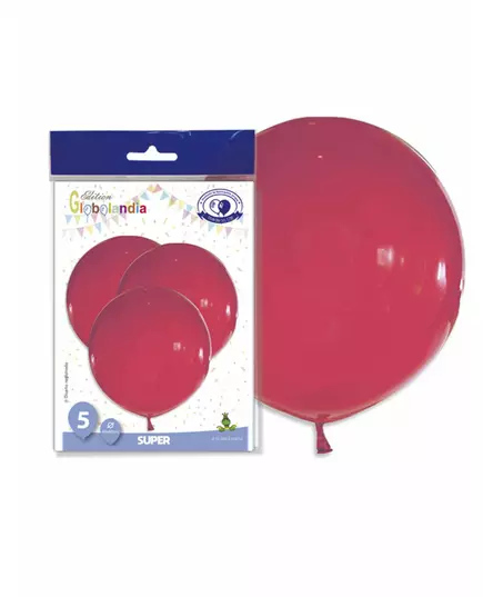 5 Ballons géants en latex rouges 47 cm