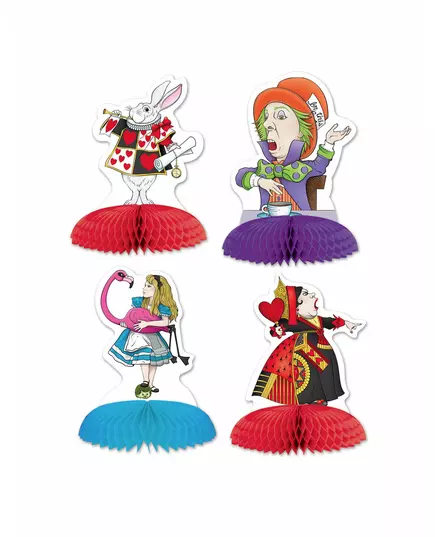 4 Mini centres de table Alice au pays imaginaire 13 x 9 cm