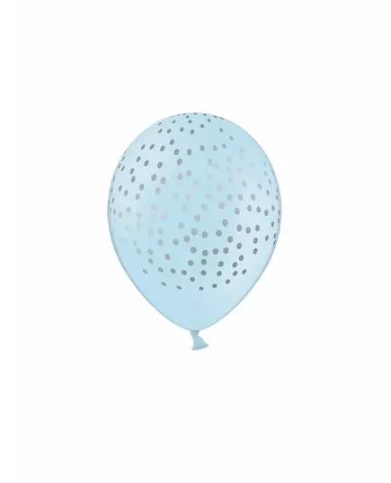 6 Ballons en latex bleu ciel pois argentés 30 cm