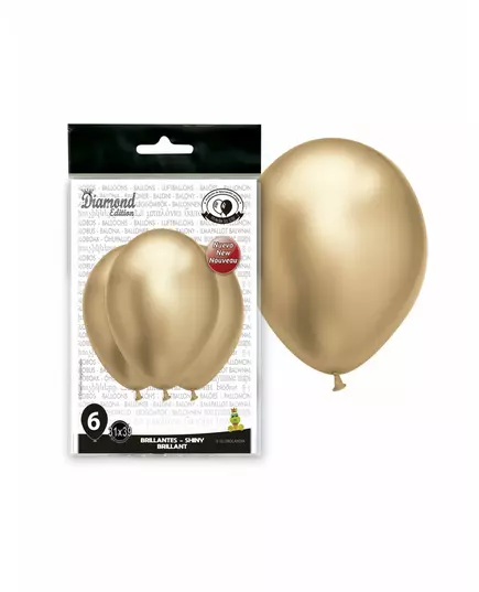 6 satijnachtige goudkleurige latex ballonnen