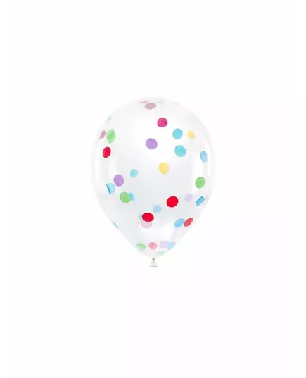 6 Ballons en latex transparents avec confettis multicolores 30 cm