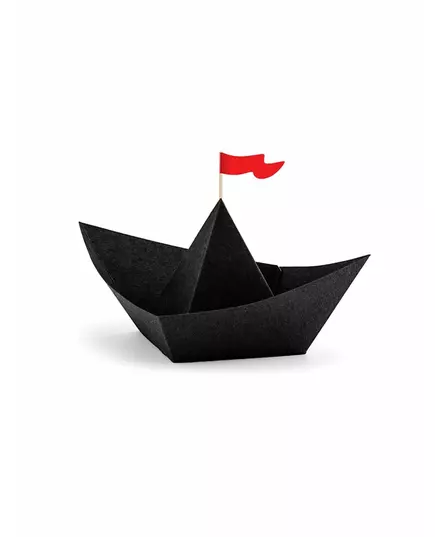 6 zwarte papieren origami piratenboten
