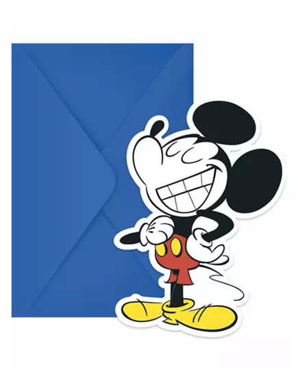 6 verjaardagsuitnodigingen Mickey Mouse™ retro