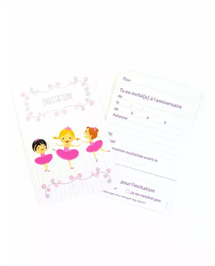 6 Cartons d'invitation avec enveloppes Ballerines 10 x 15 cm