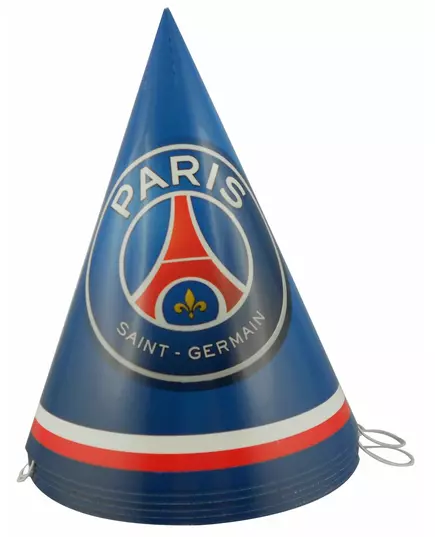6 Chapeaux de fête en carton PSG™ 16 cm