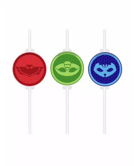 4 kartonnen PJ Masks™ rietjes met afbeelding