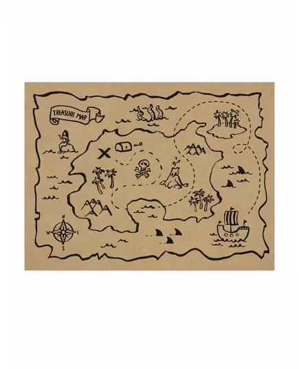 6 Sets de table en papier kraft carte aux trésors 40 x 30 cm