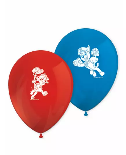 8 Ballons en latex rouge et bleu Pat' Patrouille prêt pour l'action™