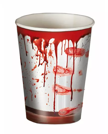 6 Gobelets en carton Halloween ensanglanté 240 ml