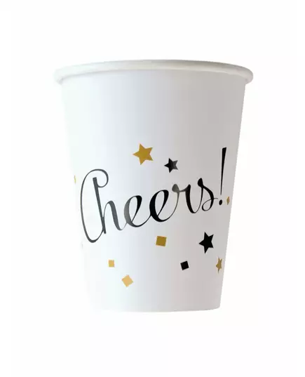 8 Gobelets en carton happy new year doré 250 ml