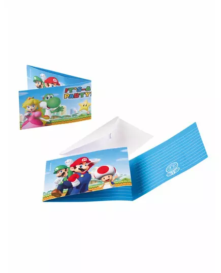 8 uitnodigingen en enveloppen Super Mario™