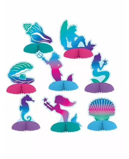 8 Minis centre de table en papier sirène 7 - 10 cm