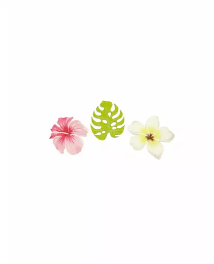 9 houten tropische bloemen en bladeren confetti