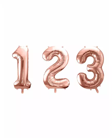 Rosé gouden aluminium cijfer ballon, Maat: 0