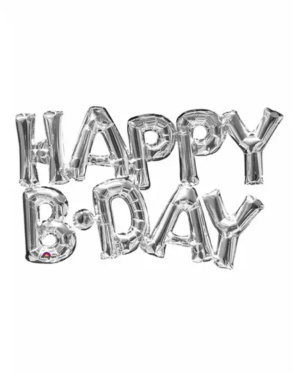 Ballon aluminium lettres Happy Birthday argent 76 cm