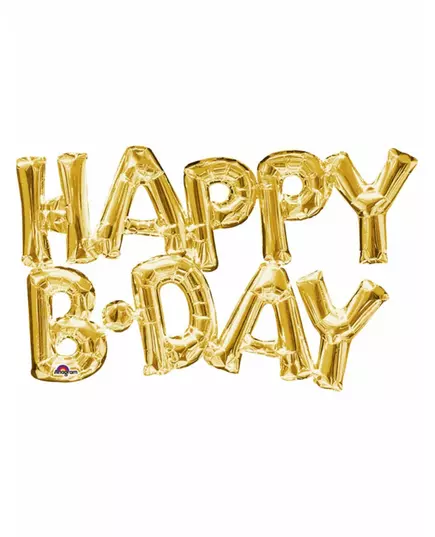 Ballon aluminium lettres Happy Birthday doré