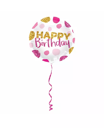 Roze en goudkleurige aluminium verjaardag ballon