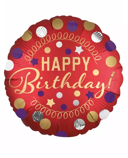 Satijnrode aluminium happy birthday ballon