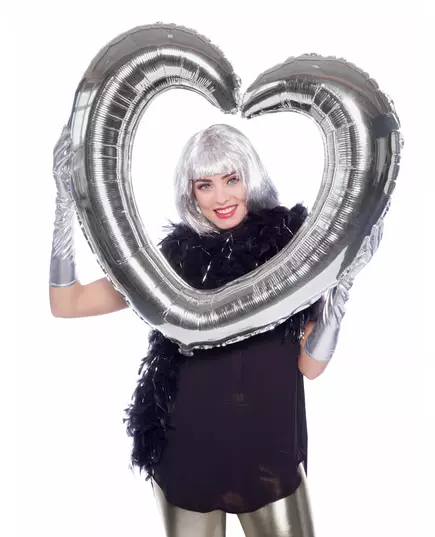 Zilverkleurig hart aluminium ballon