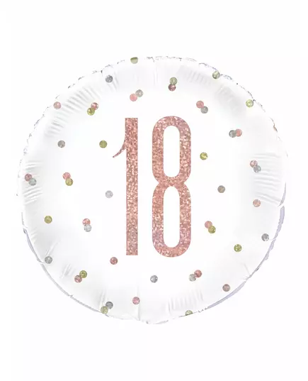 Ballon en aluminium 18 blanc et rose pailleté 45 cm