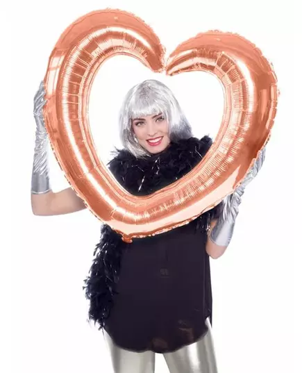 Ballon en aluminium Cadre Coeur rose gold 80 cm
