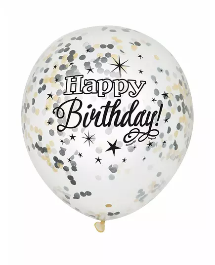 6 zilverkleurige en goudkleurige confetti ballonnen