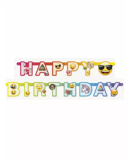 Kartonnen happy birthday Emoji Rainbow™ banner