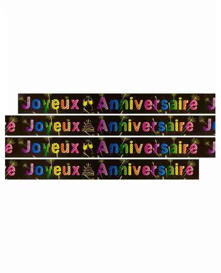 Bannière métallisée Joyeux anniversaire Feux d'artifice 3.60 m
