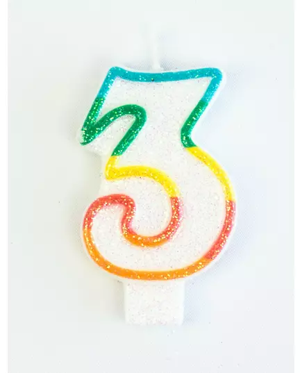 Bougie d'anniversaire chiffre 3 7,5 cm