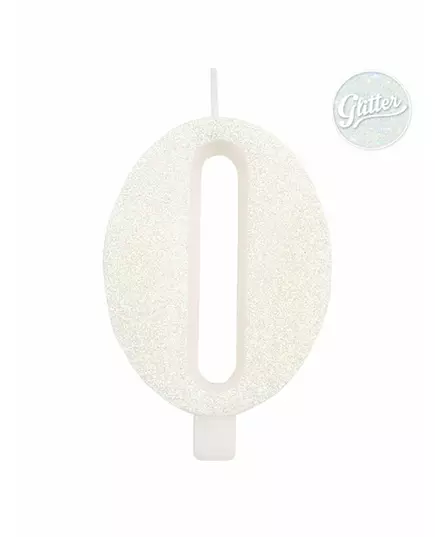 Bougie anniversaire chiffre blanche pailletée 9,5 cm, Taille: Numéro 7