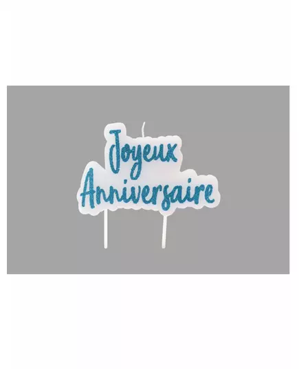 Turquoise glitter Joyeux Anniversaire kaars