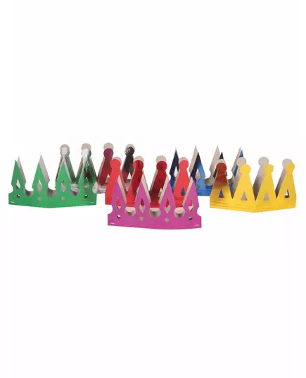 6 veelkleurige metallic kroontjes