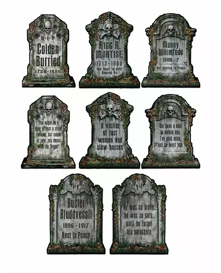 4 skelet grafsteen decoraties