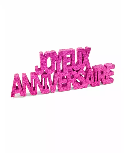 Tafeldecoratie Joyeux Anniversaire fuchsia
