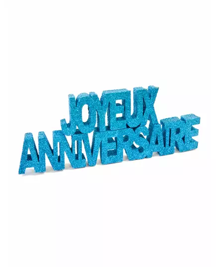 Tafelstuk Joyeux Anniversaire turkoois