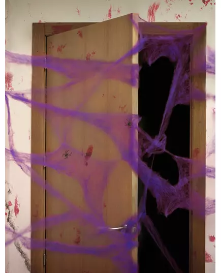 Toile d'araignée violette avec araignées 20 g Halloween