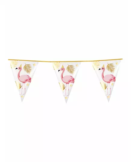 Slinger van 10 kunststof Flamingo Tropic wimpels 30 x 20 cm
