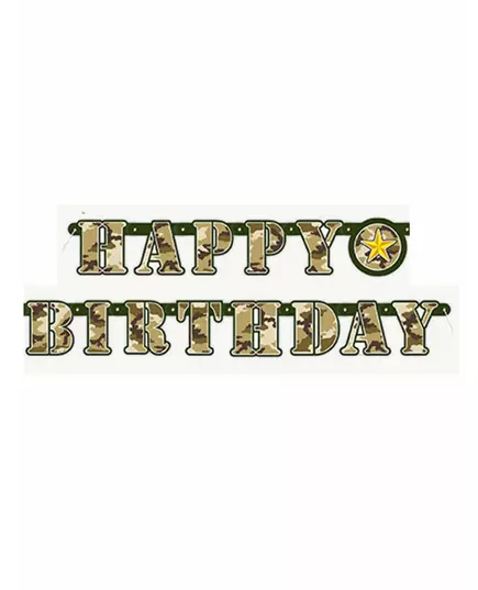 Guirlande articulée Happy Birthday militaire 1.6 mètres