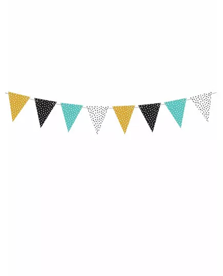 Guirlande de fanions en carton à pois blanc 1,3 m x 14 cm