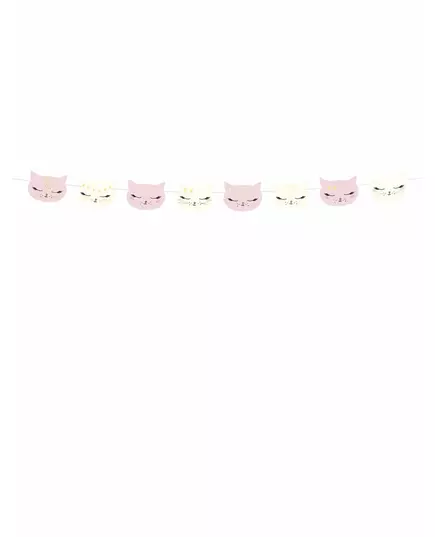 Guirlande en carton chaton rose et blanc 8,5 cm x 1,4 m