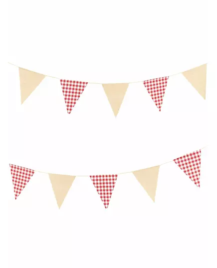 Retro linnen slinger met ginghammotief, 2 m