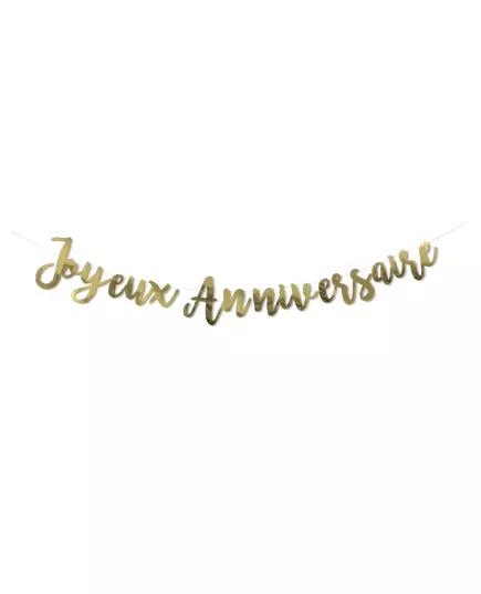 Goudkleurige metallic Happy Birthday slinger