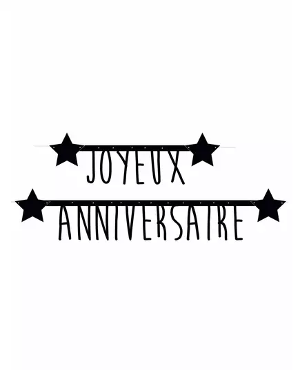Guirlande noire Joyeux anniversaire 1,60 m