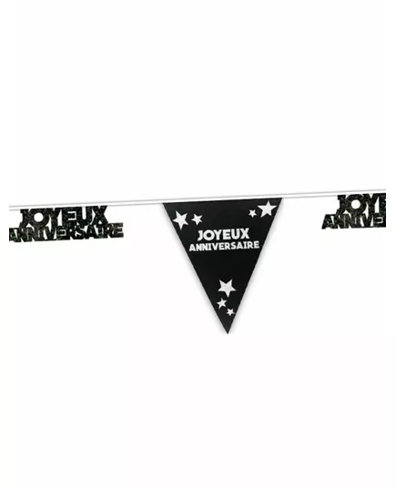 Wit en zwarte verjaardagsslinger Joyeux Anniversaire