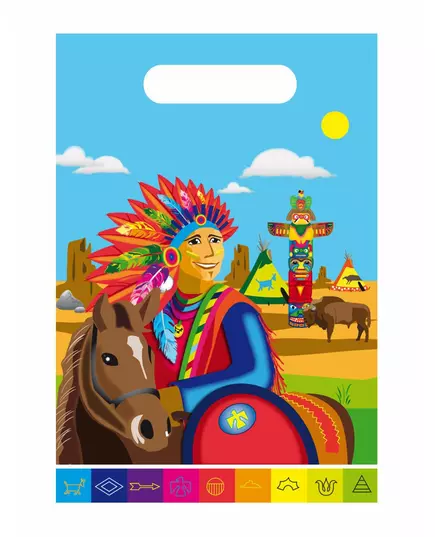 8 kleurrijke Indiaanse feestzakjes