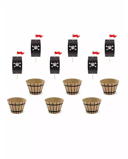 Kit à cupcake fête de pirate 4,8 x 7,6 x 4,6 cm - 20 cm